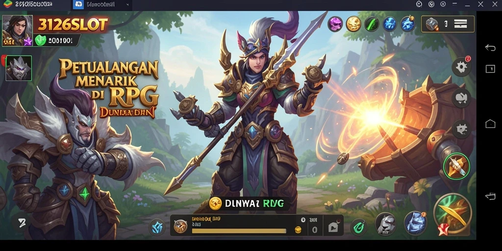 Tampilan gameplay seru dalam 3126SLOT yang menunjukkan pertarungan RPG.