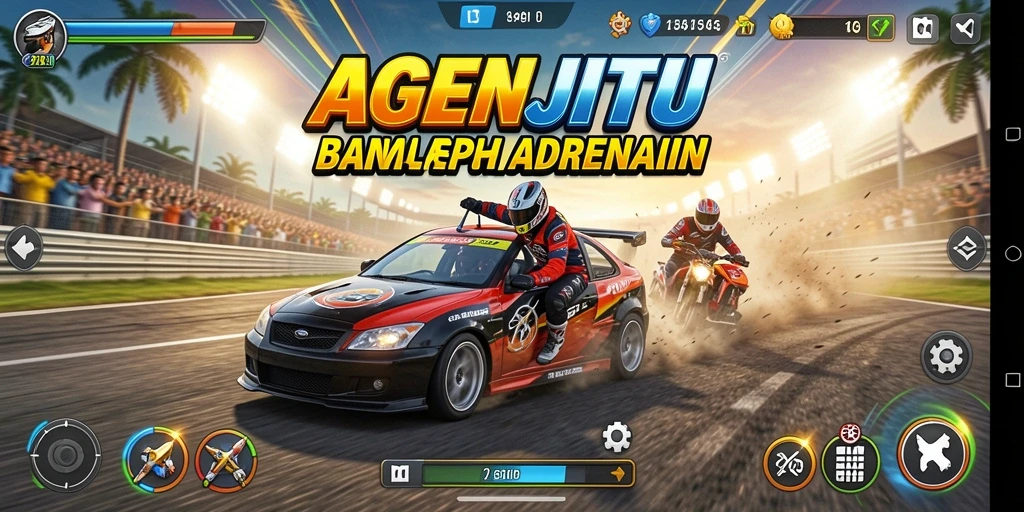 Gambaran gameplay balap yang mendebarkan di AGENJITU.