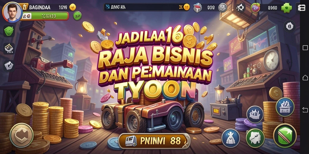 Screenshot utama BAGINDA168 menunjukkan pemain membangun kerajaan bisnis.