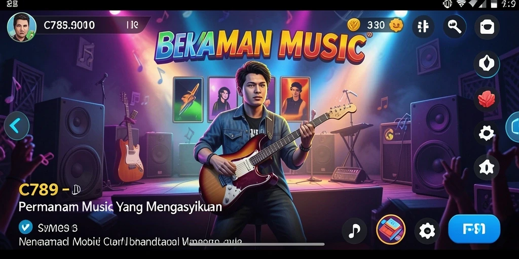 Tampilan gameplay C789 yang menampilkan berbagai lagu menarik.