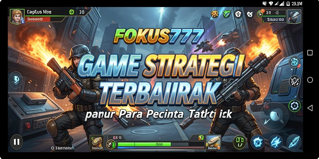 Screenshot gameplay FOKUS777 menampilkan pertempuran strategi yang epik.