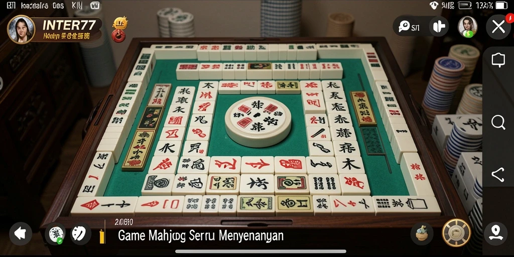 Tangkapan layar utama INTER77 menampilkan gameplay Mahjong yang menarik.