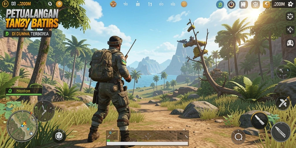 Tampilan gameplay J200M dengan dunia terbuka yang luas dan menarik.