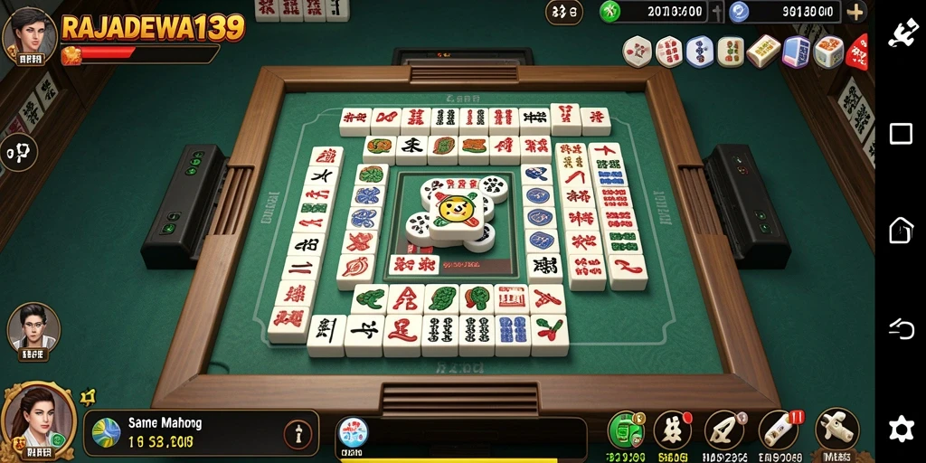 Screenshot gameplay <strong>RAJADEWA138</strong> yang memukau dengan desain ubin Mahjong.