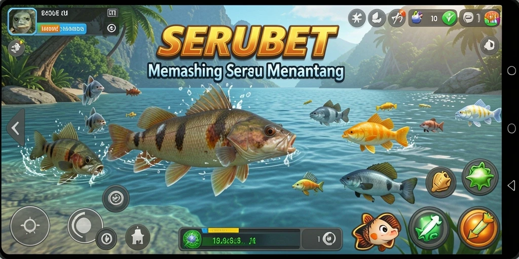 Tangkapan besar di permainan SERUBET, menampilkan aksi memancing yang seru.