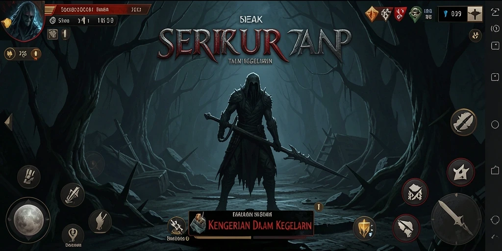 Screenshot menunjukkan gameplay yang mencekam dalam atmosfer horor.